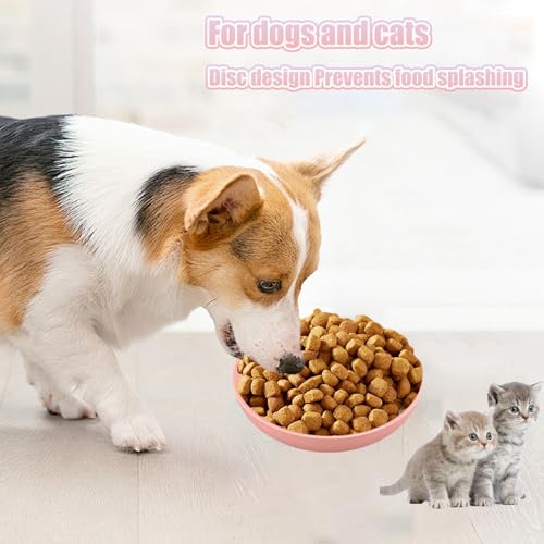 Cat Food Bowl Set Shallow Plastic Whisker Free Flat Wet Food Dishes | Flat shallow plastic cat food bowls, whisker fatigue-free for wet food, suitable for cats dogs small animals - color: 4 pcs pink