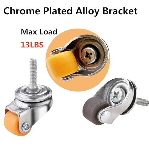 0.5 inch Mini M4 Stem Casters M4x15 Bolt Threaded Wheel,TPR Mute Rubber Swivel Single Caster Screws in Wheels -Brown - color: Brown, size: StemThreaded 0.5"-M4X15