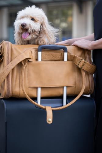 Noah & Paw Cat Carrier Soft Dog Carrier for Small Dogs, TSA Airline Approved 18x11x11in Cat Crate, Pet Travel Crate, Small Pet Kennel, Mattress Included, Camel Faux Leather - color: Camel (Faux Leather)