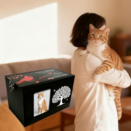 Bird Ashes Urn Wooden Pet Urn Box Tree of Life Pattern Rectangle Storage Containers Keepsake Cremation Boxes with Photo Frame for Pet Dog Cat Memorial Remembrance Gift 6.3 x 4.3 x 4.3 Inch - color: Bird