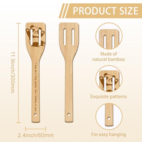 GLOBLELAND 6 Pcs Pandas Wooden Spoons Utensil Set Cute Panda Bamboo Carving Kitchen Cooking Utensils Wooden Engraved Cooking Spatula Sets for Kitchen Fun House Warming Gift - color: Panda