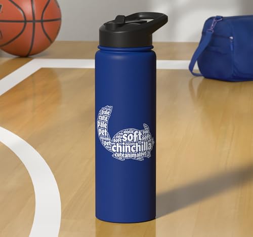 Chinchilla Word Cloud Pet Animal Funny Chinchillas Stainless Steel Insulated Water Bottle - color: Royal Blue