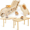 BreezeHug 4 Pcs Hamster Cage Accessories Hamster Platform Hideout Wooden Tunnel Ladder Playhouse Game Climbing Toy with Platform for Pets Dwarf Syrian Mice Degus Gerbils Squirrel(Tunnel) - style: Tunnel