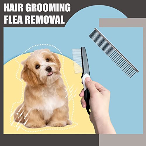 5PCS Grooming Kit for Dog,Puppy- Deshedding & Slicker Brush for Short-Haired Pets, Flea Comb and Grooming Comb Set Grey - color: Grey