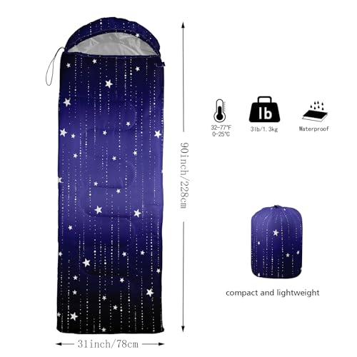 QOOMO Camping Sleeping Bags,3 Season Warm & Cool Weather,Lightweight,Waterproof Sleeping Bags for Adults & Kids,Traveling,and Outdoors,Camping Gear Equipment - color: Galaxy 15
