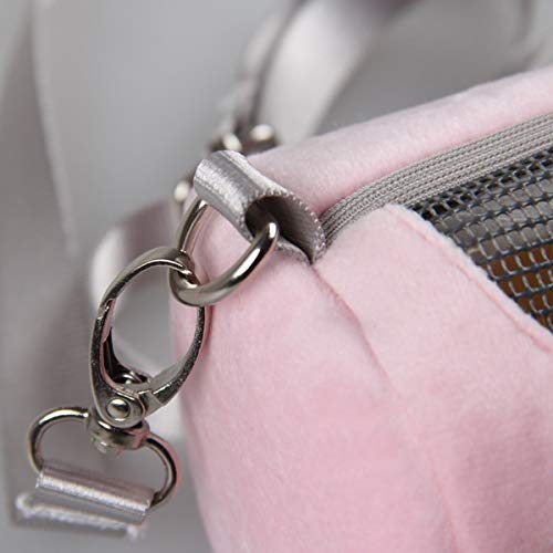 Dwarf Hamster Carrier Bag Portable Cylinder Warm Outdoor Bag with Adjustable Single Shoulder Strap (Pink) - color: Pink