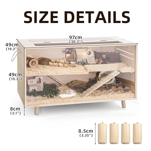 Pine Small Animals Houses&Habitats Chewproof, 40" Pine Guinea Pig Cage Hamster Cage for Small Animals (40" Large, Short-Legged Stick) - size: 40.0"L x 20.0"W x 20.0"H