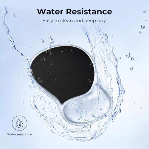 EooCoo Ergonomic Waterproof Mouse Pad with Gel Wrist Rest Support | Middle Concave Design for Natural Wrist Alignment, Non-Slip Base Mousepad, Carpal Tunnel Relief, Office Desk Accessories - color: Transparent Black