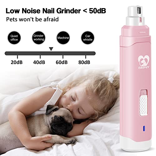 Casfuy Dog Nail Grinder Upgraded - Professional 2-Speed Whisper-Quiet Electric Pet Nail Trimmer Painless Paws Grooming & Smoothing for Small Medium Large Dogs & Cats - color: C-Pink