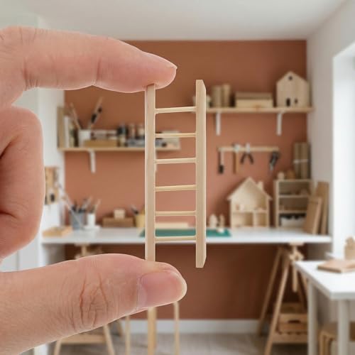 2pcs Mini Wooden Ladder Pet Toy Bridge Climbing Toy Dollhouse Furniture - Ideal for Dollhouses, Miniature Decor & Small Pets Animals Like Hamsters