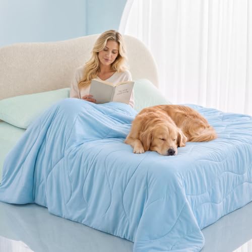 Luciphia Cooling Dog Blanket, Q-MAX>0.5 Pet Throw for Couch, Crate & Bed | Cools on contact—no power needed. Soft, breathable, gentle on sensitive skin; dog & cat cooling throw, Light Blue,60x80 - color: Light Blue, size: 60x80 inches
