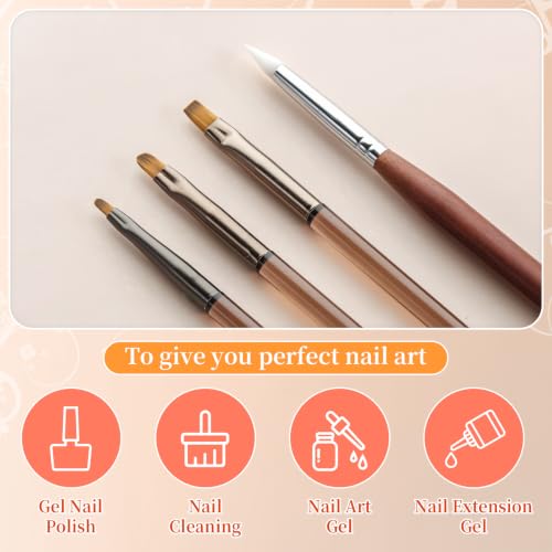 Nail Art Clean Up Brushes,Nail Brushes for Cleaning Polish Mistakes on the Cuticles, Acetone Resistant Nail Brush, Fingernail Cleaning Brushes for Nail Art and Designs (Brown) - color: Brown