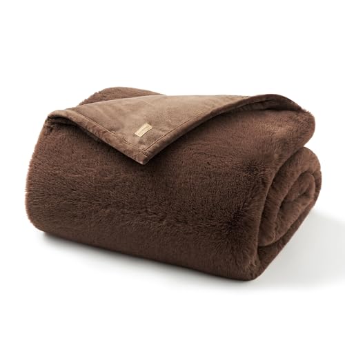 EVERGRACEHOME Faux Chinchilla Fur Throw Blanket, 50"x60", Chestnut Mink | Luxury, Super Soft, 1220GSM, Fluffy Cozy Mink, Reversible Velvet Back, Warm Thick Heavy Winter Throw for Couch Bed, Gift - color: Chestnut Mink, size: 50"x60"