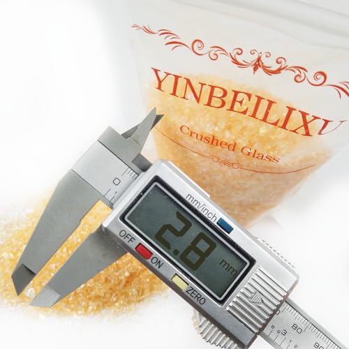 Crushed Glass Glitter, Broken Stones Shattered Glass Chips for Resin Art Crafts, Epoxy Resin Supplies, Geod Painting, DIY Art Projects, Jewelry Making, 2-4mm, 200g/7oz (Orange Yellow) - color: Orange Yellow