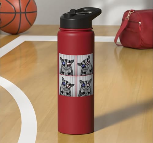 Sugar Glider 4th of July US American Flag Patriotic Stainless Steel Insulated Water Bottle - color: Red