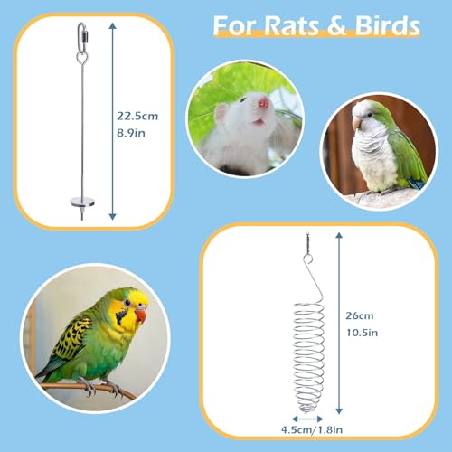 Medium Wooden Rat Climbing Ladder with 2 Stainless Steel Foraging Toys for Rats Mice and Birds