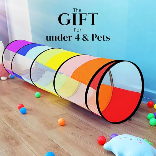 Kids Play Tunnel,Pop Up Crawl Through Tunnel Play Tent for Baby Kids Children or Pet,Foldable Pop Up Tents with Carry Bag (Colorful Play Tunnel with Mesh) - style: Colorful Play Tunnel with Mesh