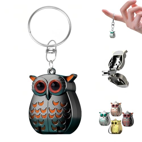 Owl Keychain Nail Clipper,Foldable 2-in-1 Stainless Steel with File(Black) | 2-in-1 Built-in Nail File | Compact | Zinc Alloy | Gift | Camping Travel | Silver Black Gold Rose Gold - color: Black