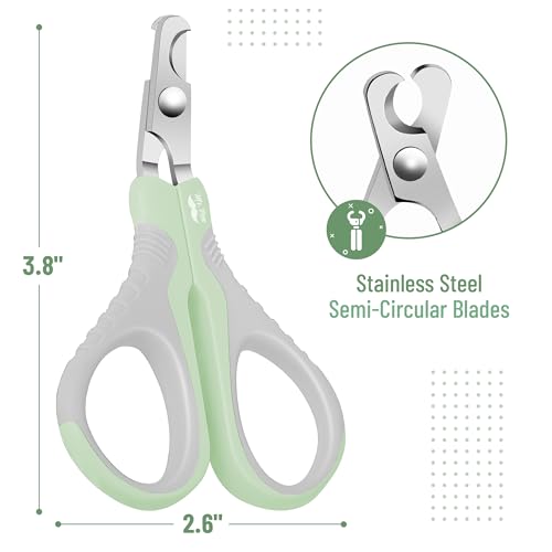 Mr. Pen- Cat Nail Clipper, Stainless Steel | Professional Sharp Cat Claw Trimmer for Small and Medium Cats, Pet Nail Clipper with Sturdy Non Slip Handle - color: Grey/Tea Green