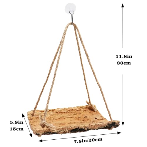 Oooct Hermit Crab Climbing Toy, Natural Wooden Reptile Swing Toy, Pet Cage Tank Aquarium Accessories for Hermit Crab Lizard Chameleon Hamster Guinea Pig Chinchilla Bird Parrot - size: Medium-7.8 × 5.9 Inch
