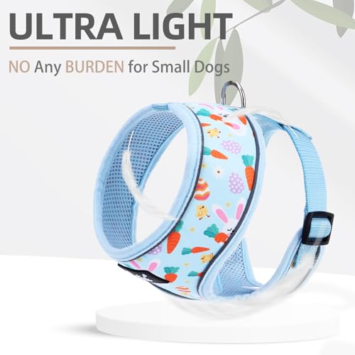 PUPTECK Soft Mesh Dog Harness and Leash Set Pet Puppy Cat Comfort Padded Vest No Pull Harnesses, Easter Blue, S - color: Baby Blue, size: S (NECK: 12", CHEST: 14"-18")