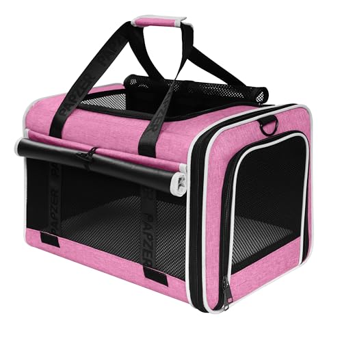 Cat Carrier for Travel, Soft-Sided, Top Loading, Privacy Curtain, to 20 lbs | Medium Pet Carry Bag Anxiety Cat, Vet Visits Car Transport, Luggage Sleeve Suitcase Attachable Small Puppy Crate Kennel Pink - color: Pink
