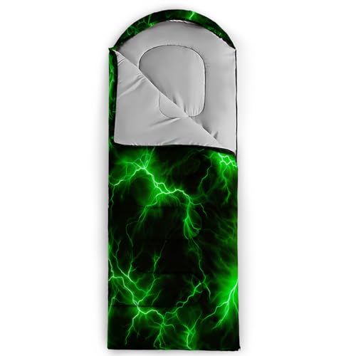QOOMO Camping Sleeping Bags,3 Season Warm & Cool Weather,Lightweight,Waterproof Sleeping Bags for Adults & Kids,Traveling,and Outdoors,Camping Gear Equipment - color: Green Lighting 1