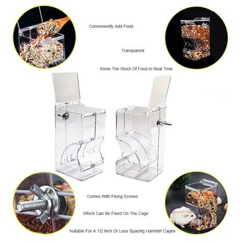 Hamsters Feeder Small Animals Automatic Dispenser Acrylic Clear Pet Food Storage Bowl for Dwarf Hamster Gerbils Mice Hedgehog Guinea Pig Pigeon Parrots (300ML) - color: 300ML
