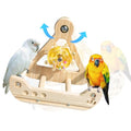 Bird Stand Perch Toy,Interactive Rocking Parakeet Toy and Perch, Wooden Exercise Wheel Cockatiel Toy, Intelligence Puzzle Enrichment Toys,Bird Playground Play Stands for Conure Budgie(C) - color: D