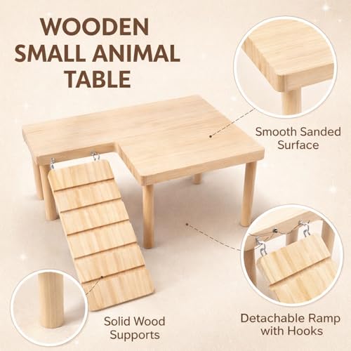 Hamster Platform, Small Wooden Hamster Cage Accessories, Elevated Resting Area for Hamster Cages, Pine Material Construction for Small Animal Habitats
