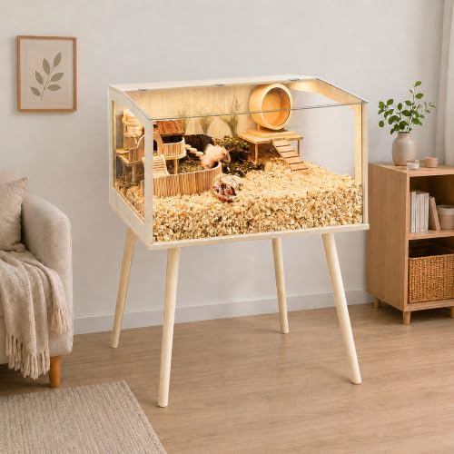 PROLEE Hamster Cage with Legs, Guinea Pig Cages Chew Proof, Hamster House, Hamster Cages and Habitats with Lockable Design, Small Animal Cage, 24" L x 16" W x 40" H - size: 24.0"L x 16.0"W x 40.0"H