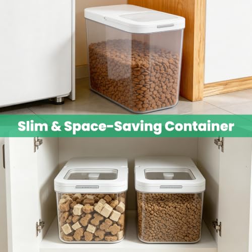 TBMax Pet Dog Cat Food Storage Container 6 Lbs with Airtight Flip-up Lid | One-press Open Lid for Easy Access & Scoop, Airtight Bin Ideal for Pet Food Treat, Small Animal Food Storage, Space-Saving