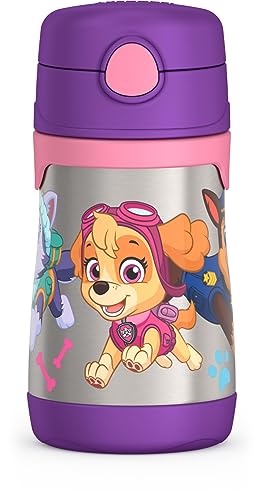 THERMOS Vacuum Insulated Stainless Steel 10oz Straw Bottle, Paw Patrol Girl - color: Paw Patrol Girl, size: 10 Ounces