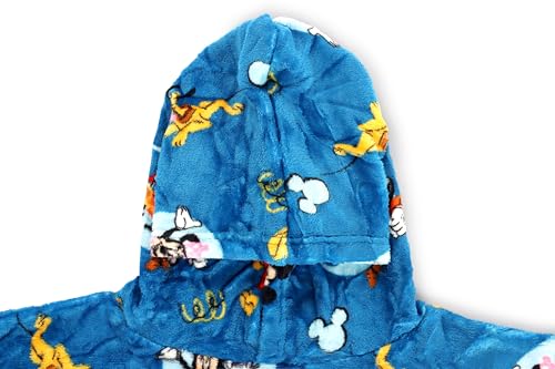 Jay Franco Wearable Throw Blanket – Kids Oversized Plush Hooded Blanket with Pocket, Ultra Soft Cozy Fleece Throw for Lounging, Travel, Blue - Mickey Mouse, 24x32 - Kid - color: Blue - Mickey Mouse, size: Kid