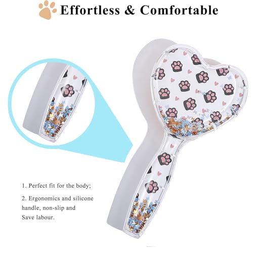 Small Dog Brush, Soft Dog Grooming Brush for Shih Tzus, Yorkies, Maltipoos, Maltese, Love Shape Puppy Massaging Pet Hair Brush, Cat Brush, for Small Dogs Cats of All Hair Types (Cute Paws) - color: Cute Paws