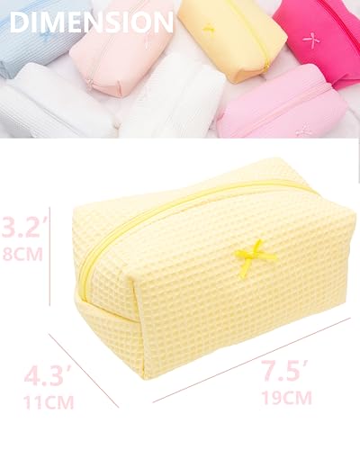 PAZIMIIK Cozy Makeup Bag for Women,Zipper Cosmetic Pouch,Waffle Yellow | Soft Cosmetic Organizer for Makeup,Skincare,Toiletries,Daily Beauty Essentials,Purse,On-the-Go,Bridesmaid Gifts - color: Waffle Yellow