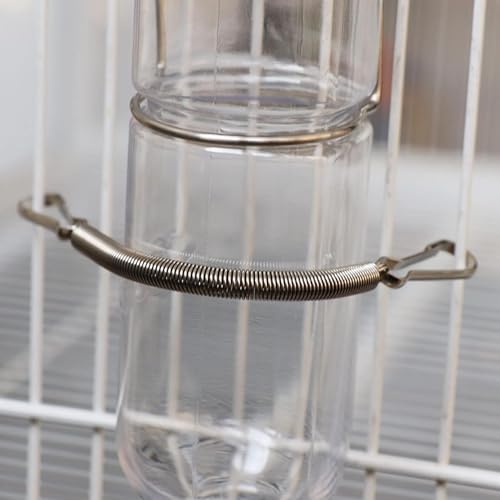 GANPUB Silver Replacement Springs with 2 Clips Stainless Steel 3.1 Inch Spring Fastening Water Drinking Bottle for Rabbit Hamster Water Bottle Spring Clip,Feeding and Watering Supplies