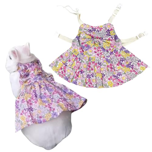 Rabbit Leash and Harness Set Adjustable Bunny Rabbit Dress Rabbits Clothes Outfit for Small Pet Ferret Guinea Pig Kitten Puppy (Purple,S) - color: Purple, size: S