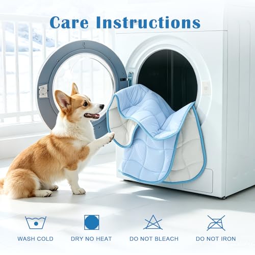 JOLLYVOGUE Cooling Mat for Dogs, X-Large Dog Cooling Pad, 44"x32", Blue | Lightweight & Breathable, Nylon-Spandex Blend Cover, Down Alternative Fill, Wavy Quilted, Non-Slip Back, Machine Washable - size: X-Large: 44"x32"