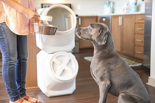Vittles Vault Traditional Pet Food Storage Container For Dog Kibbles/Bird Seed/Oatmeal/Rice/Flour/Cereal, BPA Free Plastic, Sealed Airtight For Cat Food, Up To 60 lb, Made in USA, With Scoop, Gray - size: 60 Pounds