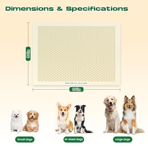 Puppy Pads Pee Pads for Dogs 30"x36" 50 Count with Tabs | Bamboo Training Pads Deodorizing Leakproof Quick Drying Dog Pee Pads Super Absorbent Full Edge-Wrapping Pee Pads - size: 30 x 36 inches (50 Count)