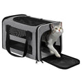 Cat Carrier Soft-Sided Travel Bag for Medium to Large Cat Over 15lbs | Small Puppy Dog Carry Crate 12 Pounds, Top Entry, Breathable Mesh, Pet Kitten Rabbit Cage Bag Transport Kennel Collapsible - color: Grey