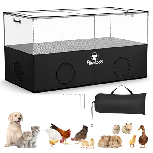 Pawaboo Small Animal Playpen, Foldable Pet Cage Tent, Black | For Puppy Kitten Guinea Pig Rabbit Chicken Hamster, Indoor Outdoor Use, Breathable Mesh Wall and Bottom - color: Black