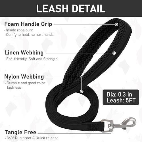 GAMUDA Small Dog Harness Collar and Leash Set, Step in No Chock No Pull Linen Fabric Soft Mesh Dog Vest Harnesses Reflective for Dogs Puppy Cats Kitten Rabbit (Black, XXS) - color: Black, size: XXS