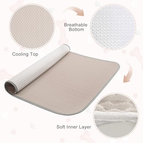 Buvlnee Summer Dog Cooling Mat Washable Ice Silk Self Cool Pad for Small Medium Large Dogs and Cats, Pet Sleeping Pad for Crate, Bed, Indoor & Outdoor Floor, Car Seats - color: Khaki, size: 40x28in