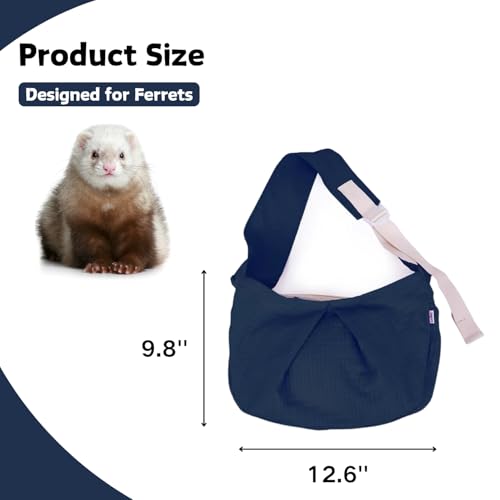 Ferret Sling Carrier - Pet Carrying Bag with Adjustable Strap Hands Free Shoulder Bag Crossbody Travel Slings Soft Small Animal Bonding Pouch Front Backpack for Ferret Rabbit Puppy Kitten (Dark Blue) - color: Dark Blue