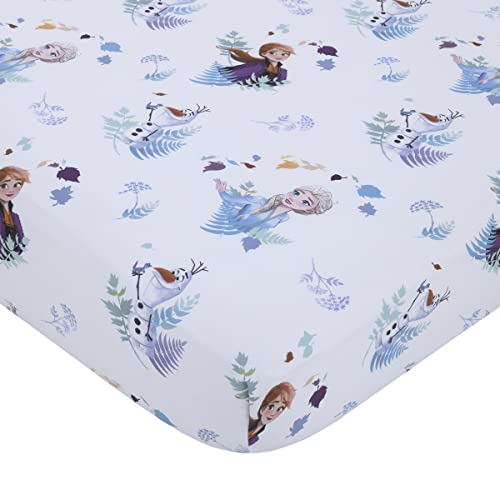 Disney Frozen 2 Nature is Magical Purple, Blue and White 4 Piece Toddler Bed Set - Comforter, Fitted Bottom Sheet, Flat Top Sheet, Reversible Pillowcase - color: Frozen 2 Nature is Magical