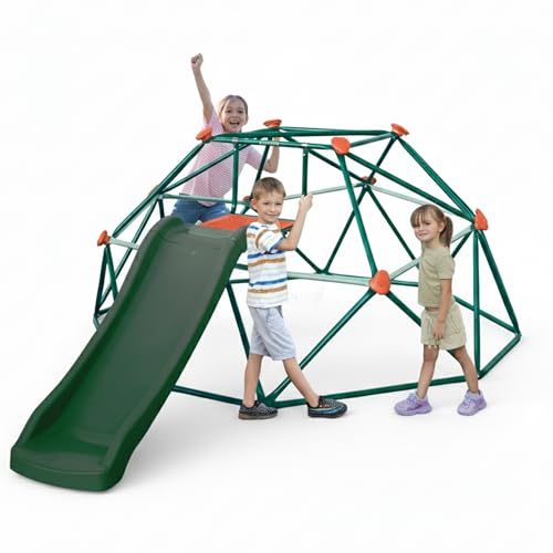 Plum Deimos Climbing Dome with 4FT Slide - Outdoor Toddler Jungle Gym, Monkey Bars, Playground Sets for Backyards, Play Equipment for Kids, Durable, Sturdy, Rust Resistant, Easy Assembly, Ages 3+ - size: 4ft Slide