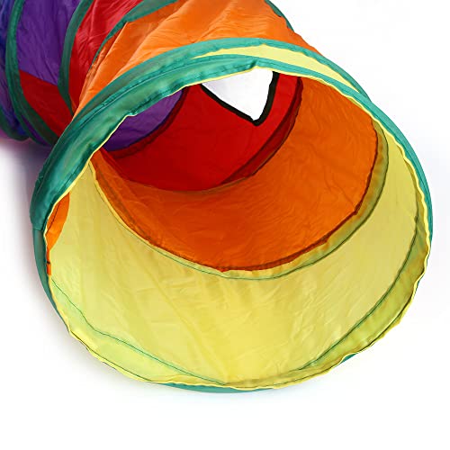 Rainbow Cat Tunnel with Ball Kitten Toy Small Animal Play Tube Rabbit S Way | Interactive Ball, Large, Indoor Outdoor, For Cats Kittens Rabbits