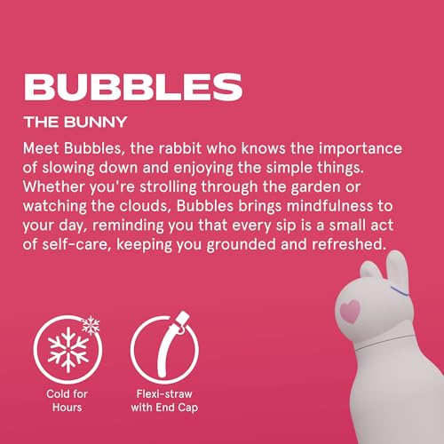 asobu Bestie Water Bottle, Cute Collectible Character, Leak Proof, BPA Free | 16 oz, Stays Cold 24 Hours, Double Wall Vacuum Insulation, Food Grade Stainless Steel, Spill Resistant, Great Gift Idea - color: Bunny bottle